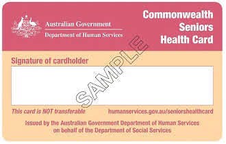 Sample Commonwealth seniors Health Card
