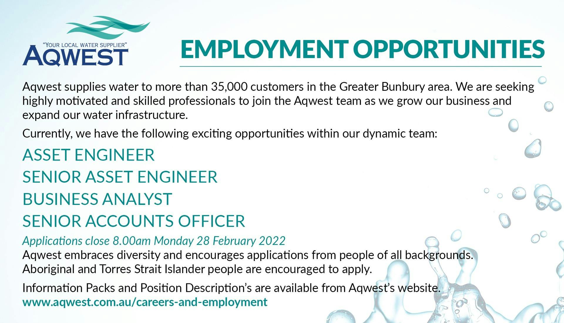 Employment opportunities banner.