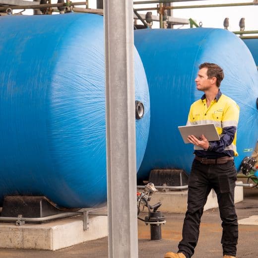 Worker checking out water